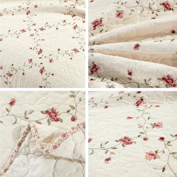 Floral Cream Quilt Set - Picture 5 of 6